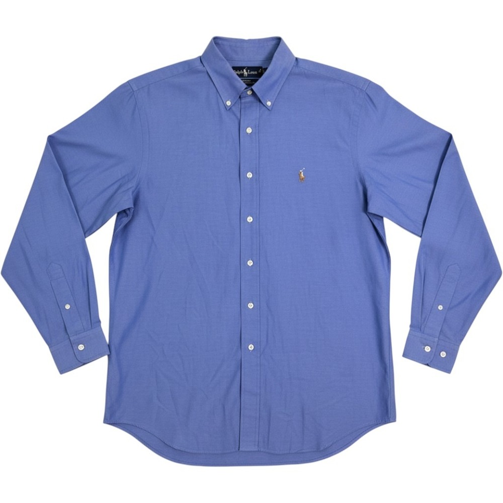Ralph Lauren Yarmouth Mens 17-36 Blue Pinpoint Oxford Button Down Shirt Cotton